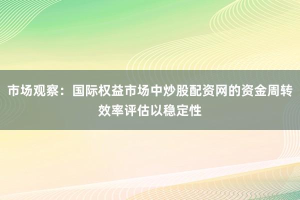 市场观察：国际权益市场中炒股配资网的资金周转效率评估以稳定性