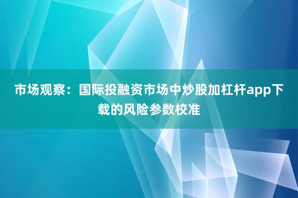 市场观察：国际投融资市场中炒股加杠杆app下载的风险参数校准