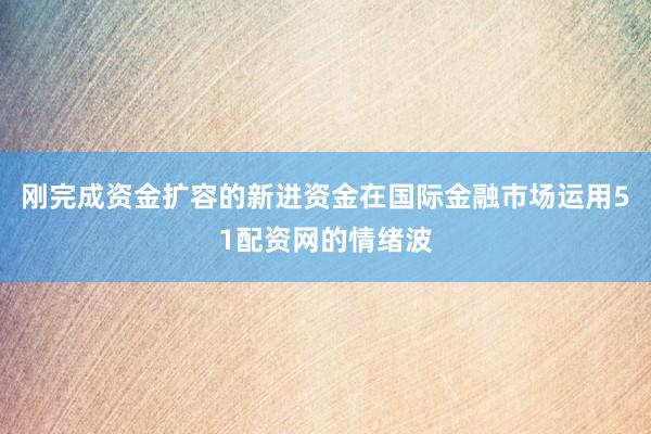 刚完成资金扩容的新进资金在国际金融市场运用51配资网的情绪波