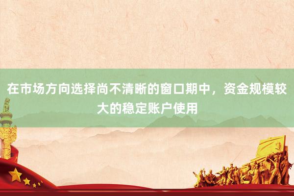 在市场方向选择尚不清晰的窗口期中，资金规模较大的稳定账户使用