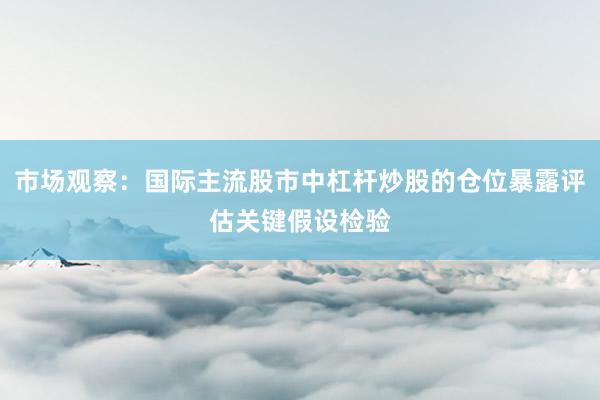 市场观察：国际主流股市中杠杆炒股的仓位暴露评估关键假设检验