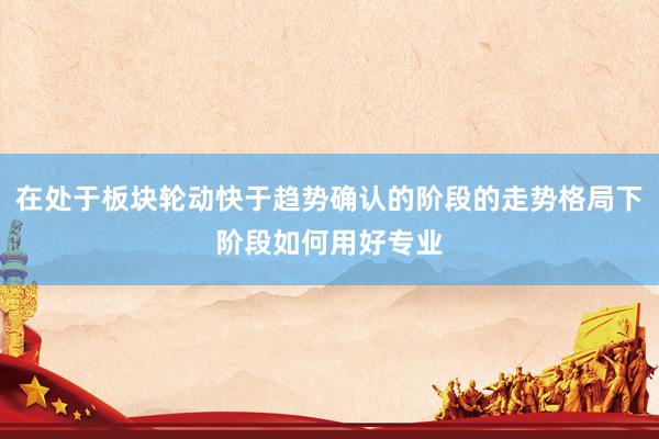 在处于板块轮动快于趋势确认的阶段的走势格局下阶段如何用好专业
