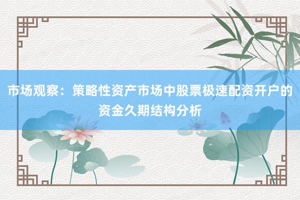 市场观察：策略性资产市场中股票极速配资开户的资金久期结构分析