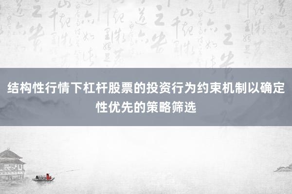 结构性行情下杠杆股票的投资行为约束机制以确定性优先的策略筛选