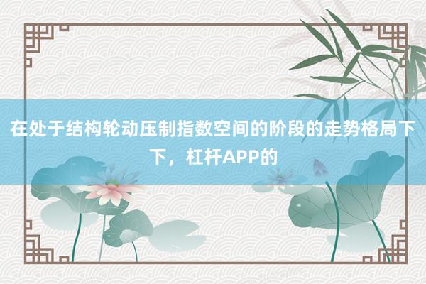 在处于结构轮动压制指数空间的阶段的走势格局下下，杠杆APP的