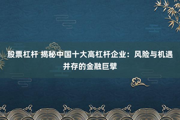 股票杠杆 揭秘中国十大高杠杆企业：风险与机遇并存的金融巨擘