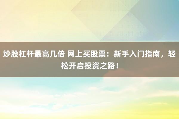 炒股杠杆最高几倍 网上买股票：新手入门指南，轻松开启投资之路！